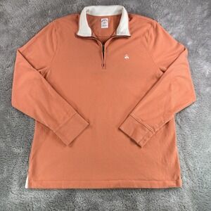 Brooks Brothers 1818 Men's XL Coral Cotton Pique Quarter Zip Pullover Sweater